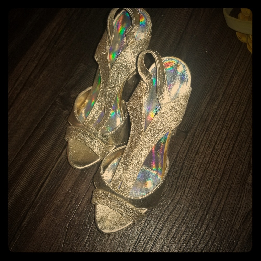 Gold sparkly high heels